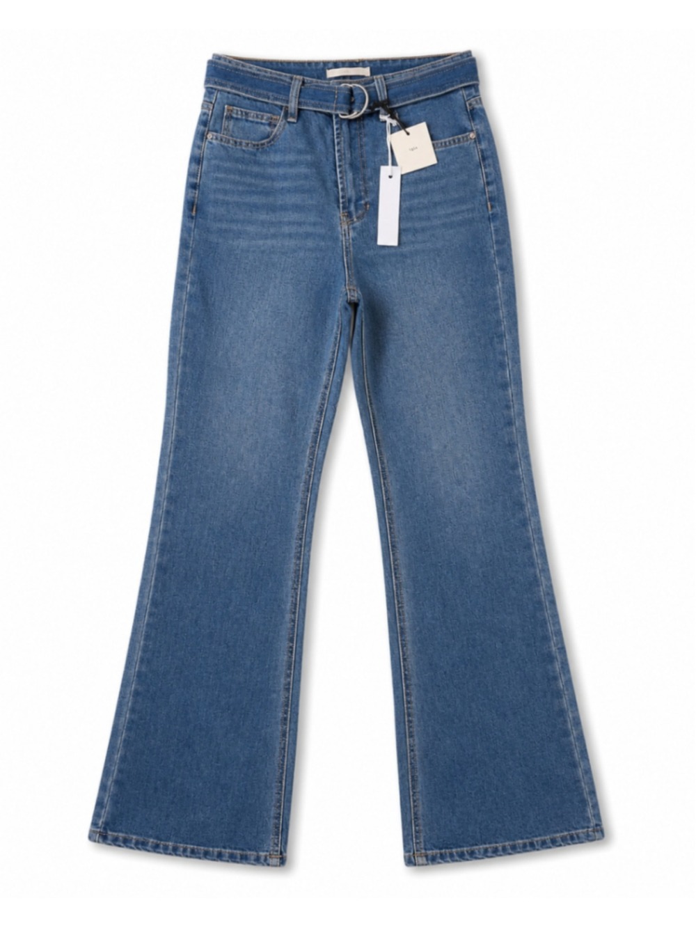TGLA Belted High Rise Flare Jeans Women’s Size 26 NWT Medium Wash Denim
